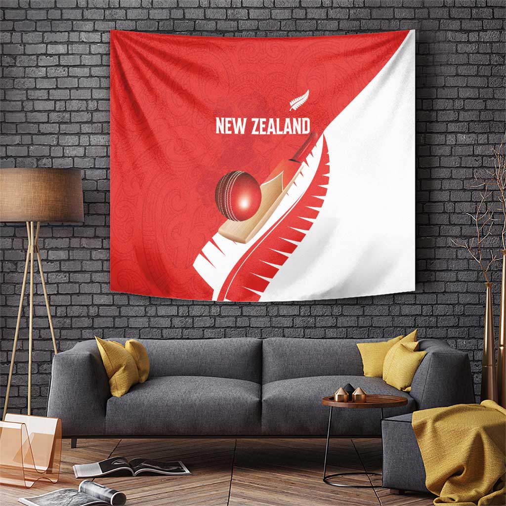New Zealand Cricket Tapestry Kiwi Birds Haka Dance Red Fern Sporty Style LT03 Red - Polynesian Pride
