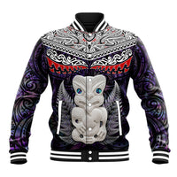 New Zealand Hei Tiki Baseball Jacket Maori Purple Papua Shell Pattern LT03 Unisex Purple - Polynesian Pride
