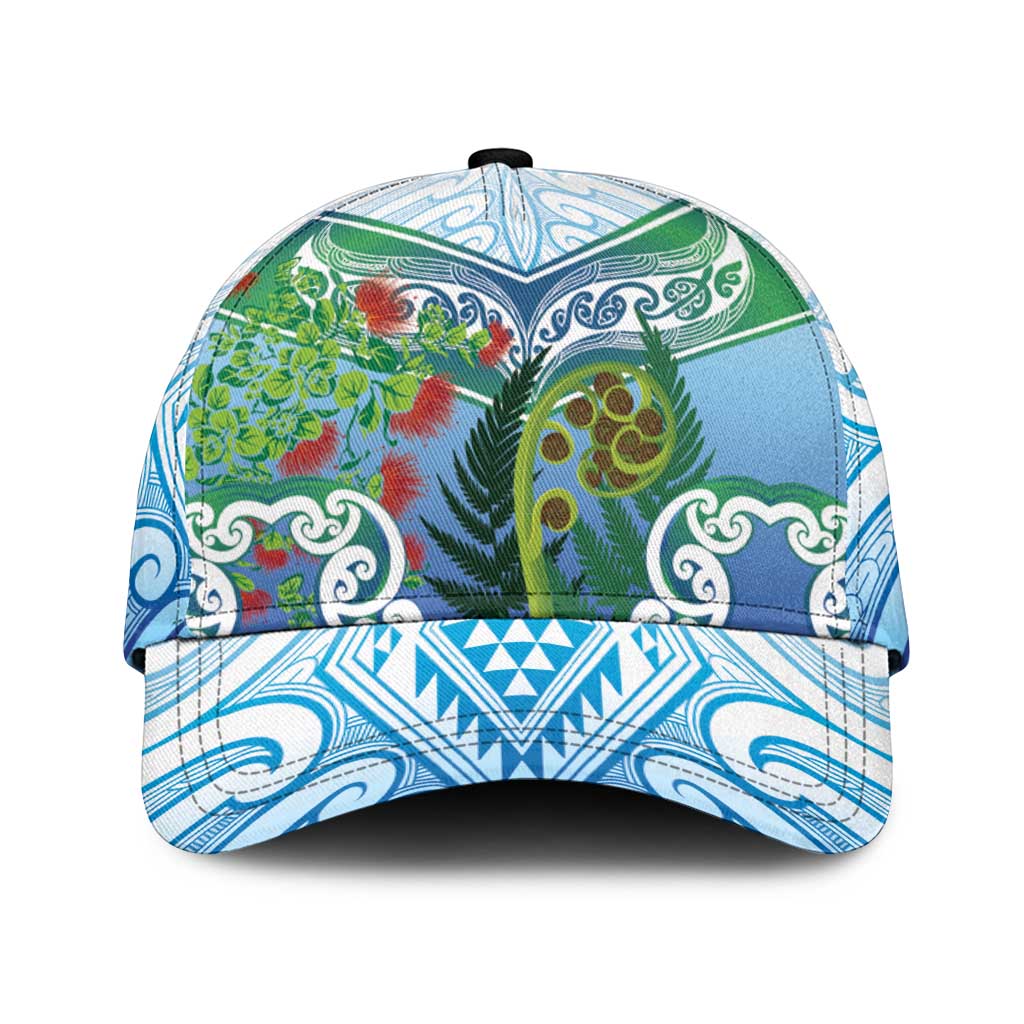 Aotearoa New Zealand Natural Plants Classic Cap Pohutukawa with Silver Ferns Koru Frond Maori Tattoos LT03 Universal Fit Multicolor - Polynesian Pride
