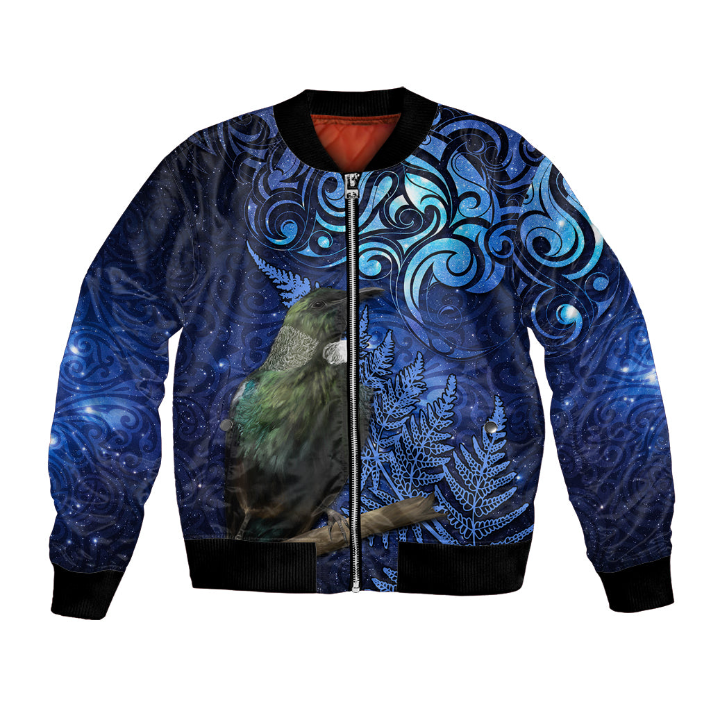 New Zealand Tui Bird Matariki Bomber Jacket Maori New Year with Galaxy Fern