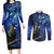 New Zealand Tui Bird Matariki Couples Matching Long Sleeve Bodycon Dress and Long Sleeve Button Shirt Maori New Year with Galaxy Fern