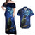 New Zealand Tui Bird Matariki Couples Matching Off Shoulder Maxi Dress and Hawaiian Shirt Maori New Year with Galaxy Fern