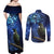 New Zealand Tui Bird Matariki Couples Matching Off Shoulder Maxi Dress and Long Sleeve Button Shirt Maori New Year with Galaxy Fern