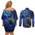 New Zealand Tui Bird Matariki Couples Matching Off Shoulder Short Dress and Long Sleeve Button Shirt Maori New Year with Galaxy Fern