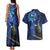 New Zealand Tui Bird Matariki Couples Matching Tank Maxi Dress and Hawaiian Shirt Maori New Year with Galaxy Fern