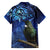 New Zealand Tui Bird Matariki Family Matching Off The Shoulder Long Sleeve Dress and Hawaiian Shirt Maori New Year with Galaxy Fern