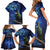 New Zealand Tui Bird Matariki Family Matching Short Sleeve Bodycon Dress and Hawaiian Shirt Maori New Year with Galaxy Fern