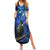 New Zealand Tui Bird Matariki Family Matching Summer Maxi Dress and Hawaiian Shirt Maori New Year with Galaxy Fern