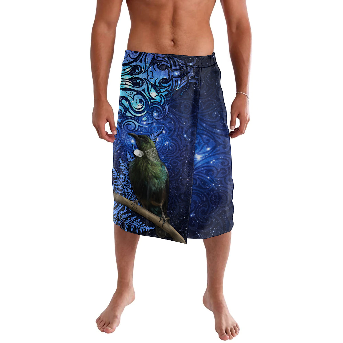 New Zealand Tui Bird Matariki Lavalava Maori New Year with Galaxy Fern