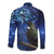 New Zealand Tui Bird Matariki Long Sleeve Button Shirt Maori New Year with Galaxy Fern