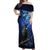 New Zealand Tui Bird Matariki Off Shoulder Maxi Dress Maori New Year with Galaxy Fern