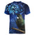 New Zealand Tui Bird Matariki Women V-Neck T-Shirt Maori New Year with Galaxy Fern