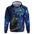 New Zealand Tui Bird Matariki Zip Hoodie Maori New Year with Galaxy Fern