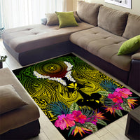 Hawaii Kanaka Maoli Area Rug Double Shark and Hibiscus Flowers LT03 - Polynesian Pride