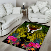 Hawaii Kanaka Maoli Area Rug Double Shark and Hibiscus Flowers LT03 - Polynesian Pride