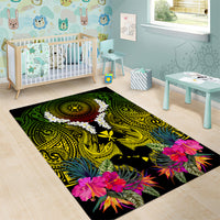 Hawaii Kanaka Maoli Area Rug Double Shark and Hibiscus Flowers LT03 - Polynesian Pride