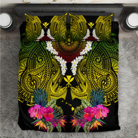 Hawaii Kanaka Maoli Bedding Set Double Shark and Hibiscus Flowers LT03 Black - Polynesian Pride