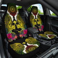 Hawaii Kanaka Maoli Car Seat Cover Double Shark and Hibiscus Flowers LT03 One Size Black - Polynesian Pride