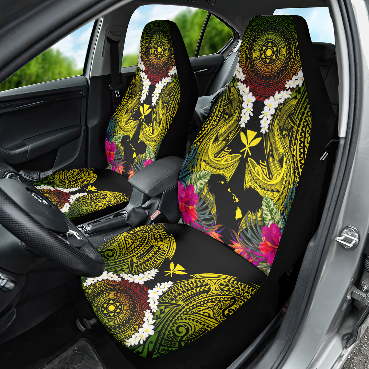 Hawaii Kanaka Maoli Car Seat Cover Double Shark and Hibiscus Flowers LT03 - Polynesian Pride