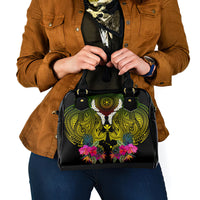 Hawaii Kanaka Maoli Shoulder Handbag Double Shark and Hibiscus Flowers LT03 - Polynesian Pride
