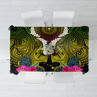 Hawaii Kanaka Maoli Tablecloth Double Shark and Hibiscus Flowers LT03 Black - Polynesian Pride