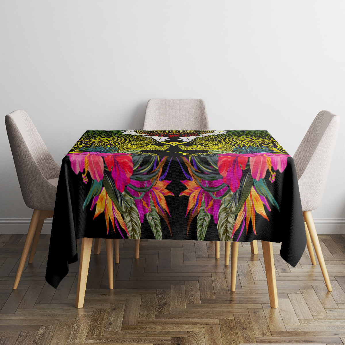 Hawaii Kanaka Maoli Tablecloth Double Shark and Hibiscus Flowers LT03 - Polynesian Pride