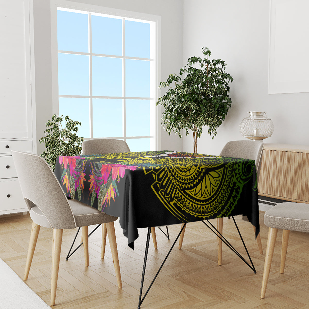 Hawaii Kanaka Maoli Tablecloth Double Shark and Hibiscus Flowers LT03 - Polynesian Pride