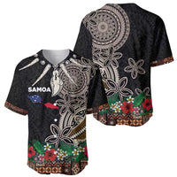 Samoa Siapo Polynesian Art Baseball Jersey Tropical Flowers and Tatau Pattern Brown LT03 - Polynesian Pride
