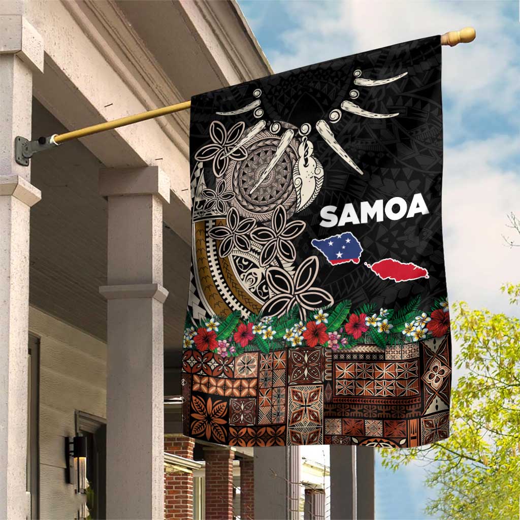 Samoa Siapo Polynesian Art Garden Flag Tropical Flowers and Tatau Pattern Brown LT03 House Flag Brown - Polynesian Pride