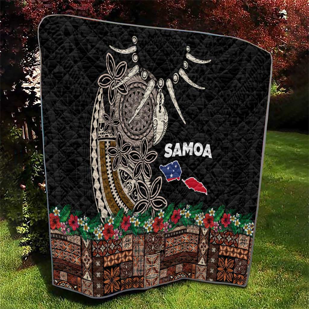 Samoa Siapo Polynesian Art Quilt Tropical Flowers and Tatau Pattern Brown LT03 - Polynesian Pride