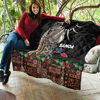Samoa Siapo Polynesian Art Quilt Tropical Flowers and Tatau Pattern Brown LT03 - Polynesian Pride