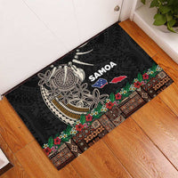 Samoa Siapo Polynesian Art Rubber Doormat Tropical Flowers and Tatau Pattern Brown LT03 - Polynesian Pride