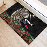 Samoa Siapo Polynesian Art Rubber Doormat Tropical Flowers and Tatau Pattern Brown LT03 - Polynesian Pride