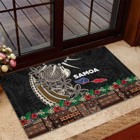 Samoa Siapo Polynesian Art Rubber Doormat Tropical Flowers and Tatau Pattern Brown LT03 - Polynesian Pride