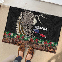 Samoa Siapo Polynesian Art Rubber Doormat Tropical Flowers and Tatau Pattern Brown LT03 - Polynesian Pride