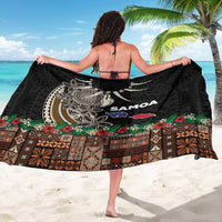 Samoa Siapo Polynesian Art Sarong Tropical Flowers and Tatau Pattern Brown LT03 - Polynesian Pride