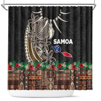 Samoa Siapo Polynesian Art Shower Curtain Tropical Flowers and Tatau Pattern Brown LT03 Brown - Polynesian Pride