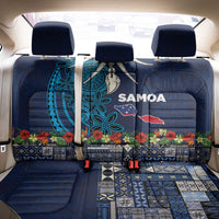 Samoa Siapo Polynesian Art Back Car Seat Cover Tropical Flowers and Tatau Pattern Navy LT03 - Polynesian Pride