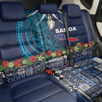 Samoa Siapo Polynesian Art Back Car Seat Cover Tropical Flowers and Tatau Pattern Navy LT03 - Polynesian Pride