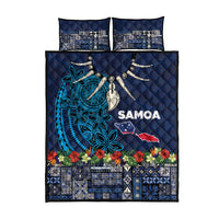 Samoa Siapo Polynesian Art Quilt Bed Set Tropical Flowers and Tatau Pattern Navy LT03 - Polynesian Pride