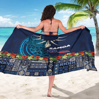 Samoa Siapo Polynesian Art Sarong Tropical Flowers and Tatau Pattern Navy LT03 - Polynesian Pride