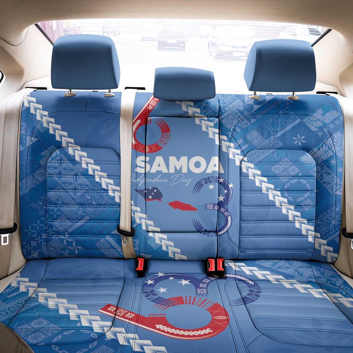 Samoa Independence Day Back Car Seat Cover Anniversary 63th-Siapo Art LT03 - Polynesian Pride