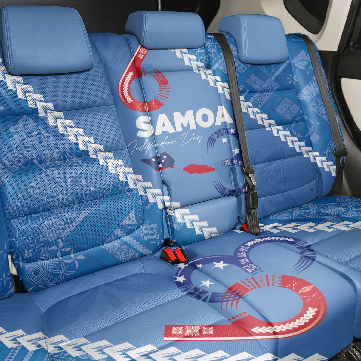 Samoa Independence Day Back Car Seat Cover Anniversary 63th-Siapo Art LT03 - Polynesian Pride