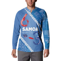 Samoa Independence Day Button Sweatshirt Anniversary 63th-Siapo Art LT03 - Polynesian Pride