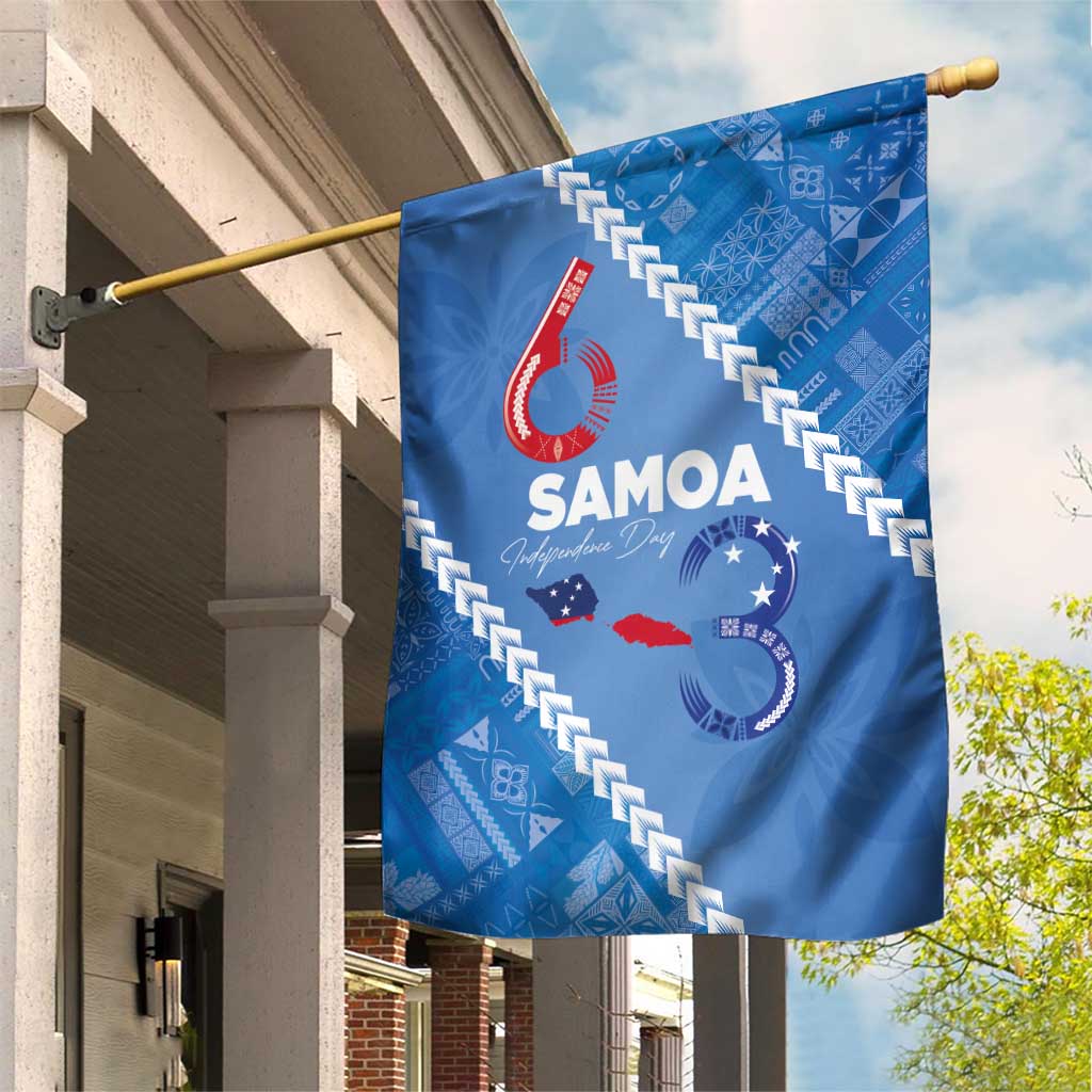 Samoa Independence Day Garden Flag Anniversary 63th-Siapo Art LT03 House Flag Blue - Polynesian Pride