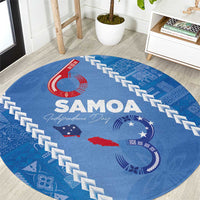 Samoa Independence Day Round Carpet Anniversary 63th-Siapo Art LT03 Blue - Polynesian Pride
