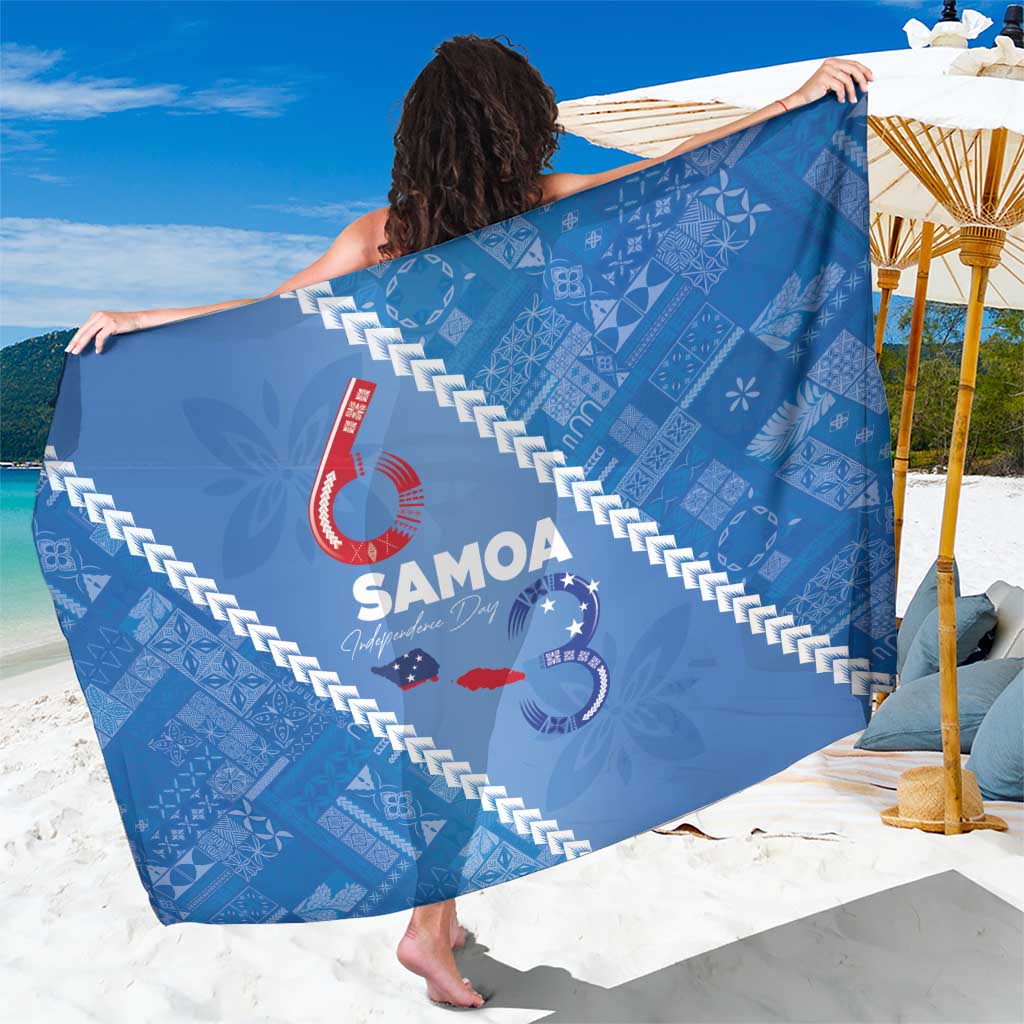 Samoa Independence Day Sarong Anniversary 63th-Siapo Art LT03 One Size 44 x 66 inches Blue - Polynesian Pride