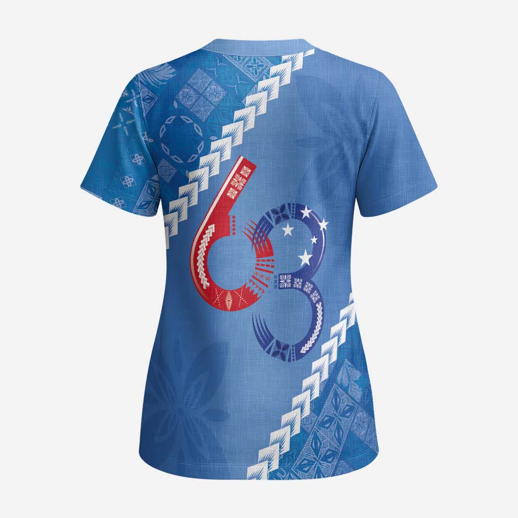 Samoa Independence Day Scrub Top Anniversary 63th-Siapo Art LT03 - Polynesian Pride