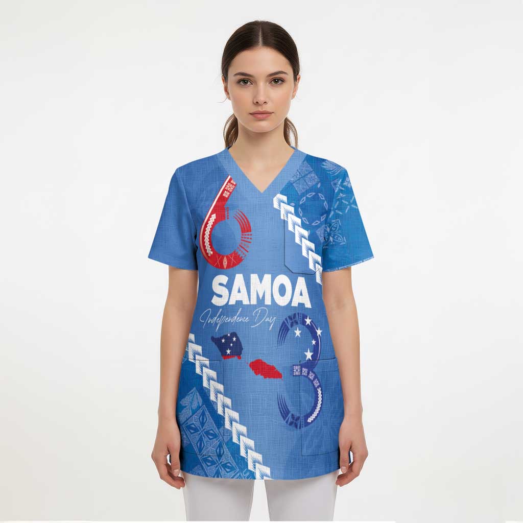Samoa Independence Day Scrub Top Anniversary 63th-Siapo Art LT03 - Polynesian Pride