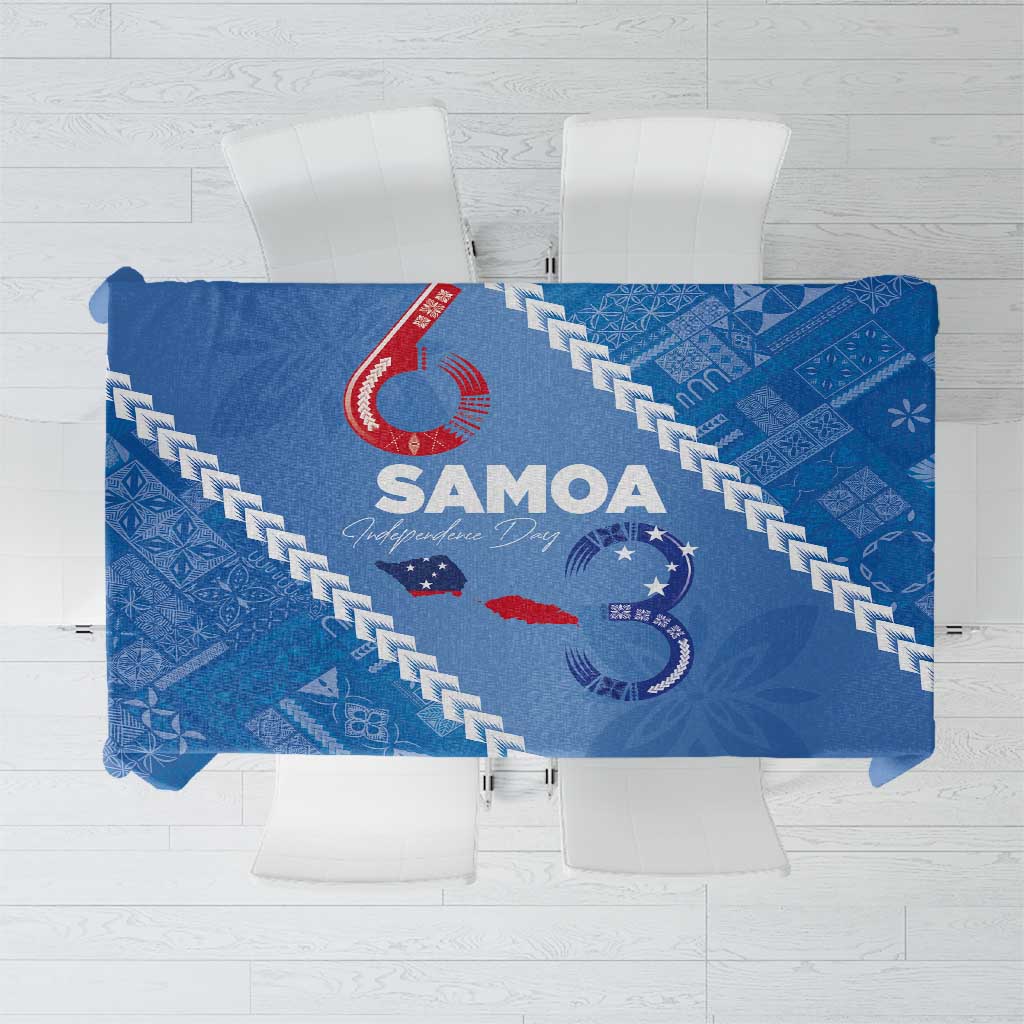Samoa Independence Day Tablecloth Anniversary 63th-Siapo Art LT03 Blue - Polynesian Pride